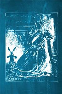 Alice in Wonderland Chalkboard Journal - Alice and The White Rabbit (Aqua)