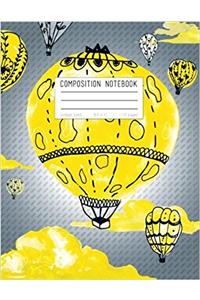 Composition Notebook Yellow Watercolor Hot Air Balloons (Dreamy Journals)