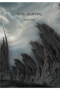 RPG Journal mixed paper: Lined, hex, graph & dot grid pages for Dungeon Masters and Players to track and record their adventures and campaigns (rocky grey lightning)