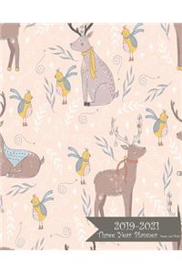 2019-2021 Three Year Planner-Deers and Birds