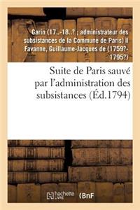 Suite de Paris Sauvé Par l'Administration Des Subsistances