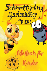 Schmetterling-Marienkäfer-Bienen-Malbuch für Kinder im Alter von 4-8 Jahren