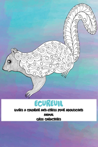 Livres à colorier anti-stress pour adolescents - Gros caractères - Animal - Écureuil