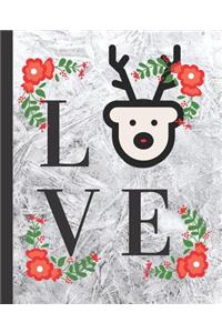 Cute Christmas love Reindeer School Composition Notebook