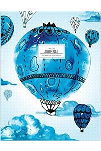 Dot Grid Journal - Blue Watercolor Hot Air Balloons (Large Journals To Write In)