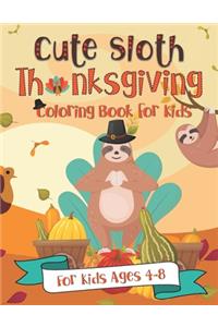 Cute Sloth Thanksgiving Coloring Book for Kids