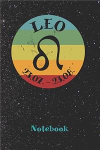 Zodiac Sign Leo Retro Notebook