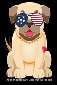 Independence Day Cute Pug Notebook