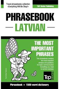 English-Latvian phrasebook & 1500-word dictionary