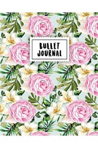 Bullet Journal: Vintage Pink Rose - 150 Dot Grid Pages (Size 8x10 Inches) - With Bullet Journal Sample Ideas