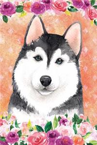 Bullet Journal Notebook for Dog Lovers Husky in Flowers 5