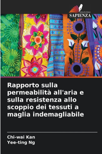 Rapporto sulla permeabilità all'aria e sulla resistenza allo scoppio dei tessuti a maglia indemagliabile