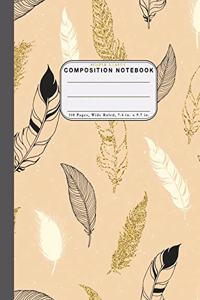 Wide Ruled Composition Notebook Simple Leaves