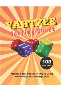 Yahtzee Scoring Sheet