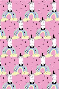 Journal Notebook Little Unicorns On Rainbows Pattern 2