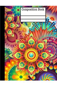 Floral Abstract Composition Notebook - Wide Ruled