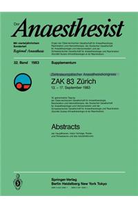Zentraleuropôischer Anaesthesiekongress Zak 83 Zürich