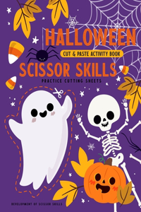 Halloween Cut and Paste Activity Book - Scissor Skills Practice Cutting Sheets - Development of Scissor Skills