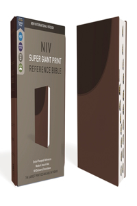 Niv, Super Giant Print Reference Bible, Leathersoft, Brown, Red Letter, Thumb Indexed, Comfort Print