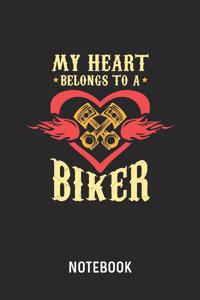 My Heart Belongs To A Biker Notebook: Blank & Lined Motorcycle Rider Journal (6" x 9") For Every Wife Or Husband