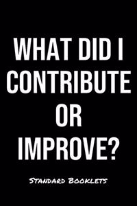 What Did I Contribute Or Improve?