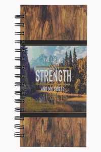 Christian Art Gifts Journal W/Scripture for Women Lord Is My Strength Psalm 28:7 Bible Verse Scenic Woods 192 Ruled Pages, Large Hardcover Notebook, Wire Bound