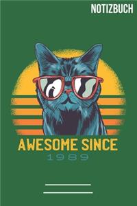 Notizbuch quadratisch 1989 Katze
