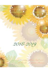 2018-2019 Blooming Yellow Sunflower 18 Month Academic Planner