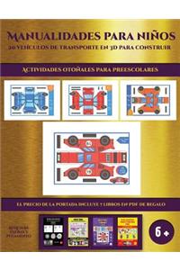 Actividades otoñales para preescolares (19 vehículos de transporte en 3D para construir)
