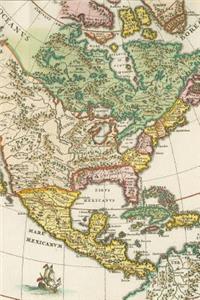 Antique 1699 Map of North and Central America Journal