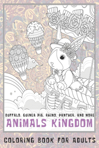 Animals kingdom - Coloring Book for adults - Buffalo, Guinea pig, Rhino, Panther, and more