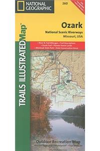 Ozark National Scenic Riverways, Missouri, USA Outdoor Recreation Map