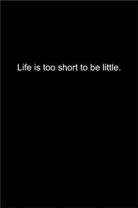 Life is too short to be little.