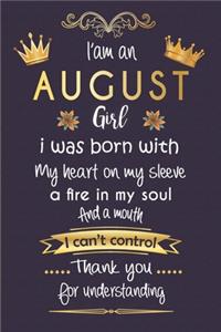 i'am an august girl birthday gift girl Gold Notebook funny Birthday Gift