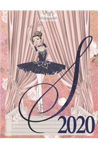 2020 Weekly Planner - Ballerina Princess Monogram Initial Letter 