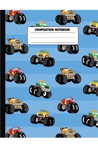 Composition Notebook: Monster Truck Handwriting Paper Journal, Primary School Grades K-2, 7.44 x 9.69 inches, 110 pages