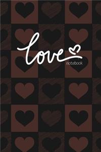 Love Notebook, Blank Write-in Journal, Dotted Lines, Wide Ruled, Medium (A5) 6 x 9 In (Black)
