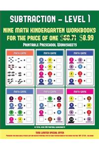Printable Preschool Worksheets (Kindergarten Subtraction/taking away Level 1)