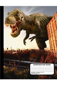 Dinosaur Attacks and Fighter Jets Defend Composition Notebook Graph Paper 200 Pages / 100 Sheets, 8-1/2