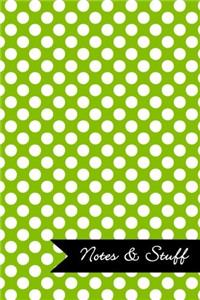 Notes & Stuff Lined Notebook With Lime Green Polka Dot Pattern Cover
