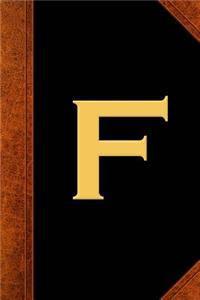 Monogram F Personalized Journal Custom Monogram Gift Idea Letter F Vintage Style