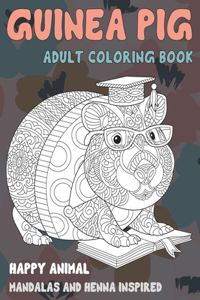 Adult Coloring Book Happy Animal - Mandalas and Henna Inspired - Guinea pig