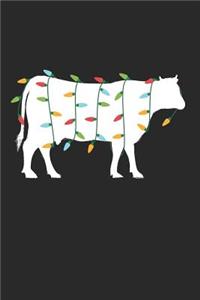 Christmas Notebook 'Cow with Christmas Lights' - Christmas Gift for Animal Lover - Christmas Lights Cow Journal