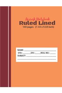 Amiesk Notebook - Ruled Lined Notebook - 140 pages (7.44 x 9.69 inch)