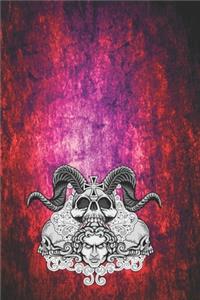 Red light Gothic notebook with skull and head