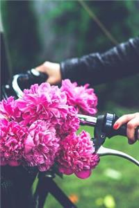 Bright Fuchsia Pink Flowers in a Bike Basket Journal