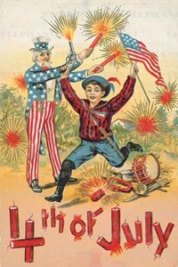 Patriot W/ Fireworks -4th of July Greeting Card