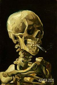 Crâne de Squelette Fumant une Cigarette Agenda Mensuel 2020