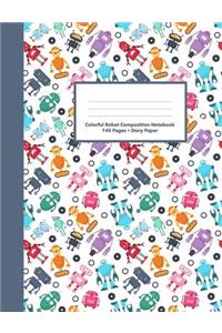 Colorful Robot Composition Notebook Story Paper