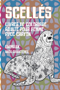 Livres de coloriage adulte pour femme avec crayon - Gros caractères - Animaux - Scellés